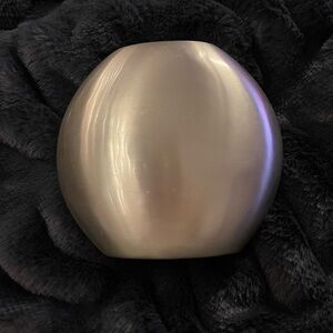 Crate & Barrel Metallic Silver Small Cooper Vase Wide Retired Home Decor Modern